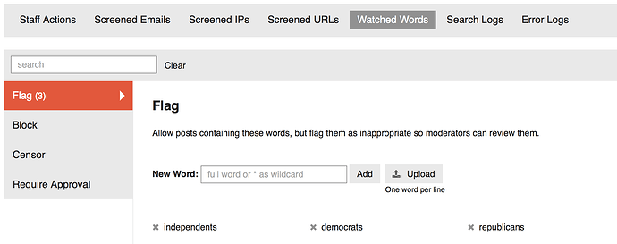 Discourse 1.9 watched words