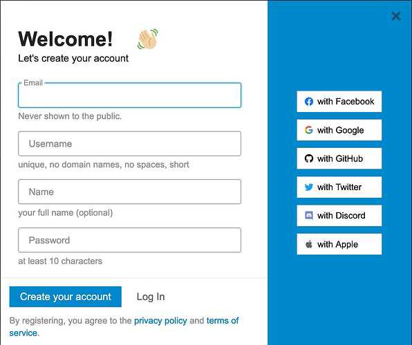 Signup modal