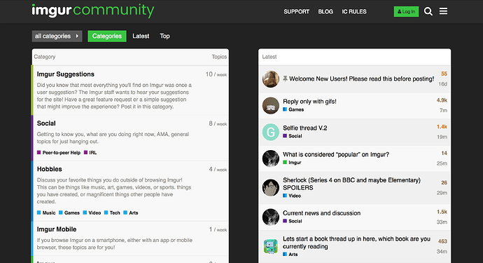 Discourse hybrid category and latest page