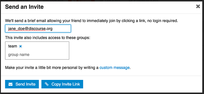 Discourse 1.9 invite to group