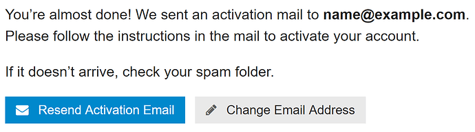 Change mail or resend email at sign-up time