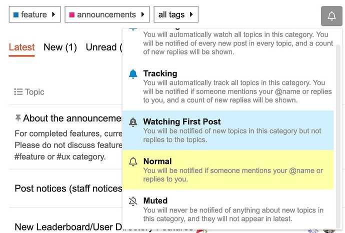 notification modal